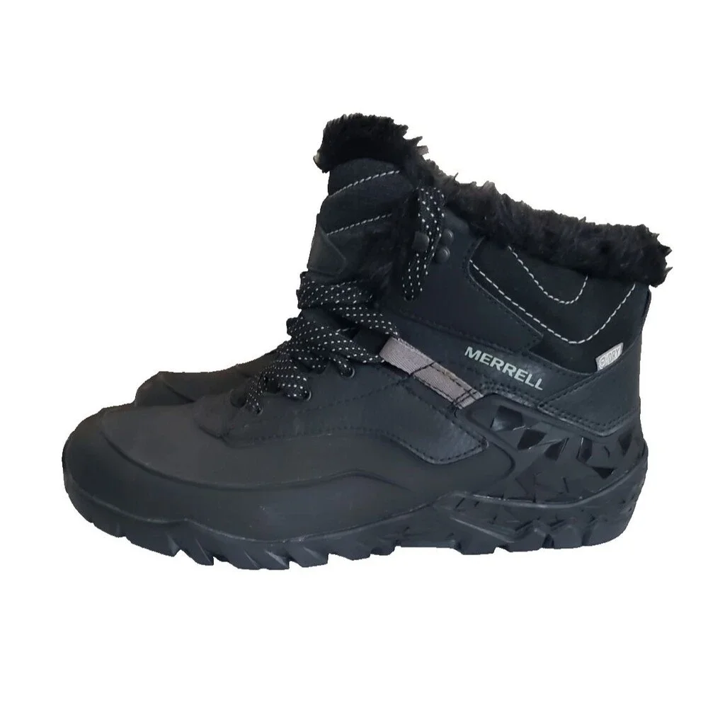 Merrell Aurora 6 Ice Waterproof Winter Boots Women's SZ 10 Black Faux Fur Lined
